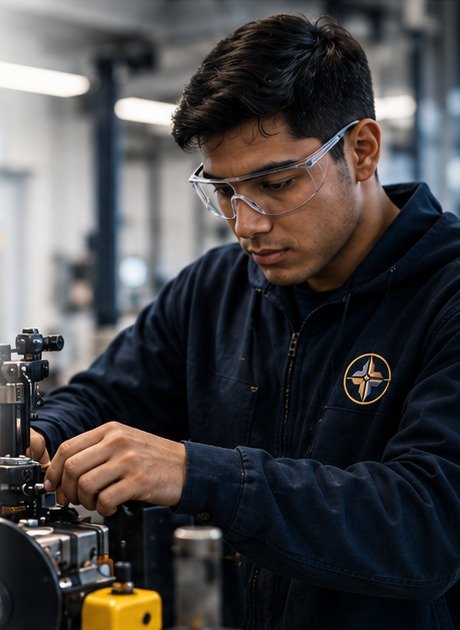 Student working in an applied technology laboratory